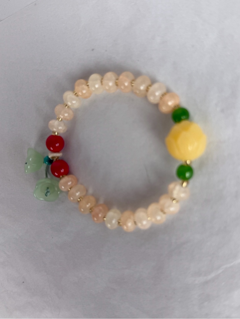 Beaded Stretch Bracelet with Yellow Flower and Multicolor Accents